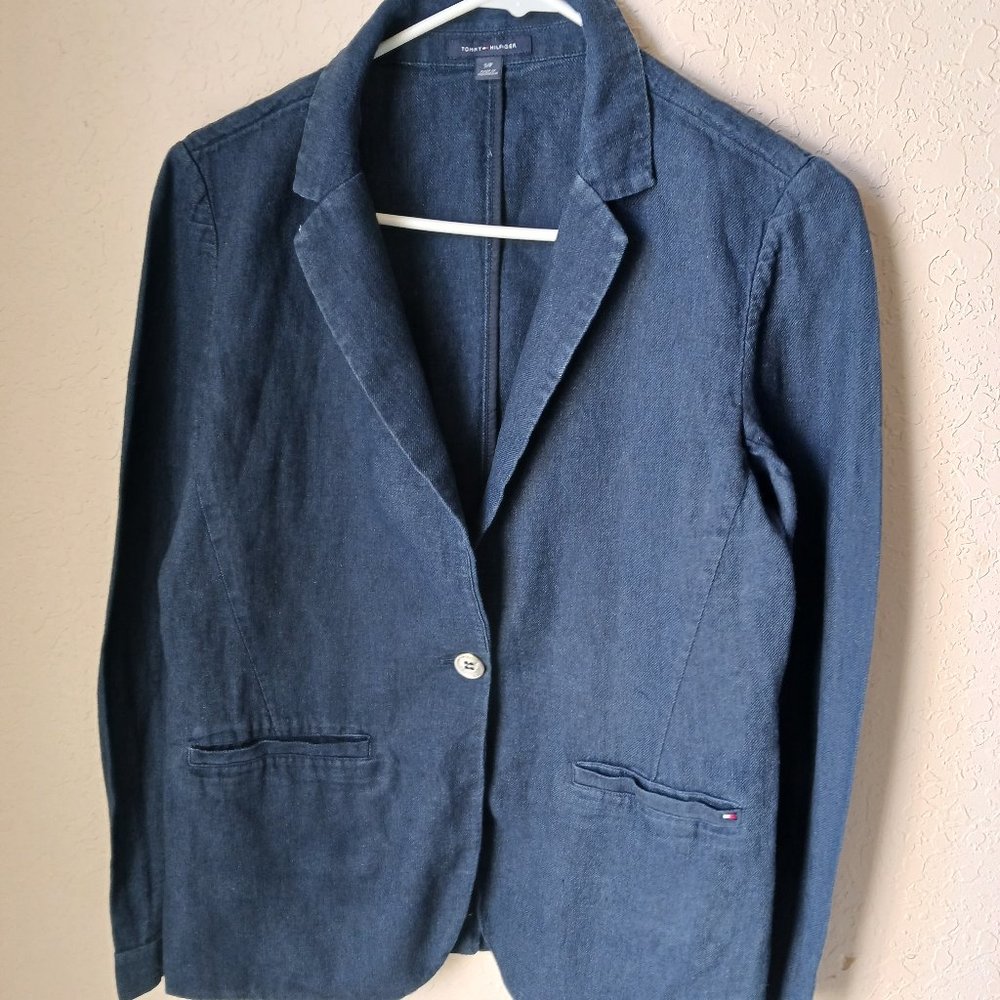 Tommy Hilfiger denim blue blazer.